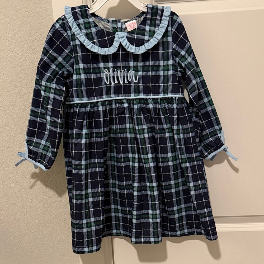 Plaid Long Sleeve Kids Dress